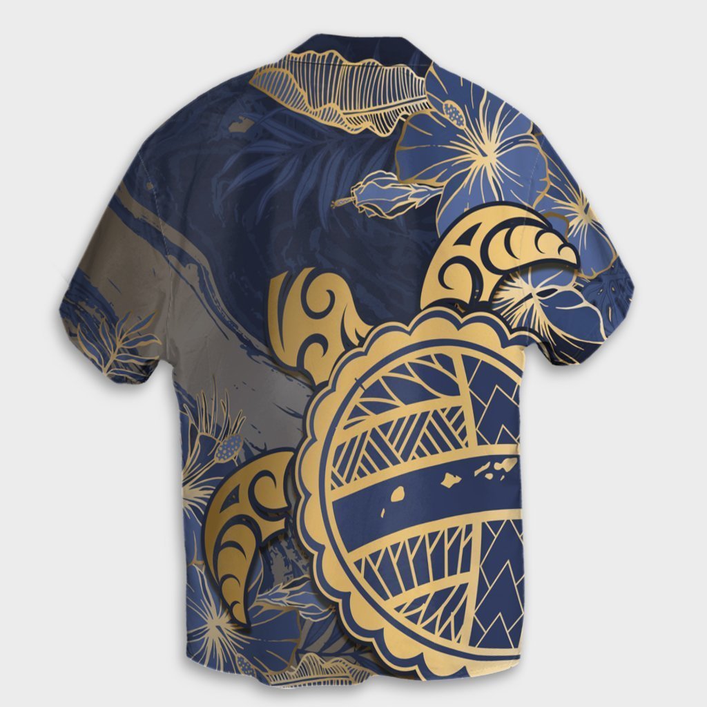 Hawaii Turtle Hibiscus Gold Hawaiian Shirt - Kyn Style - AH