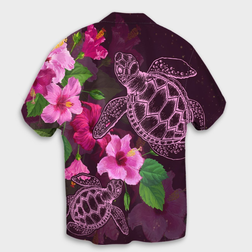 Hawaii Turtle Hibiscus Pink Simple Hawaiian Shirt - AH