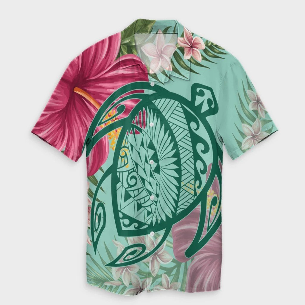 Hawaii Turtle Hibiscus Plumeria Hawaiian Shirt  Hug Style  