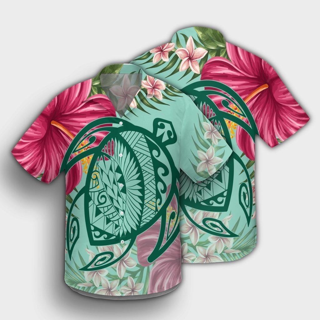 Hawaii Turtle Hibiscus Plumeria Hawaiian Shirt - Hug Style - AH