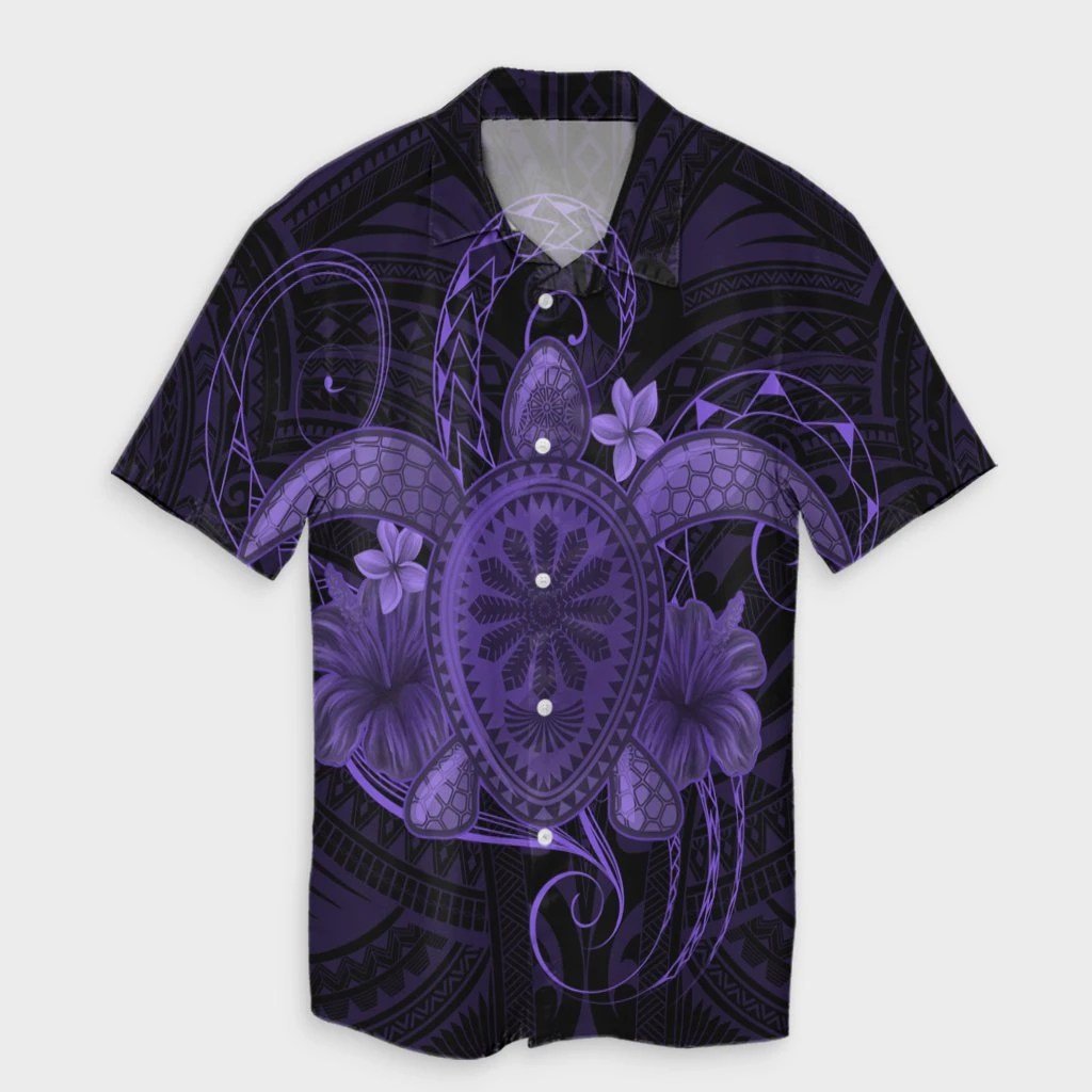 Hawaii Turtle Hibiscus Polynesian Hawaiian Shirt  Full Style  Purple  