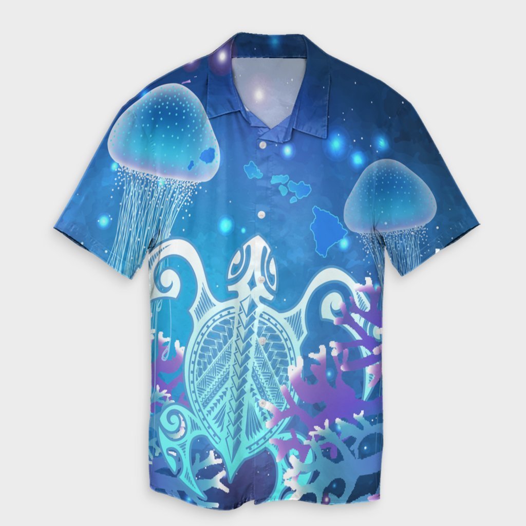 Hawaii Turtle Jellyfish Coral Hawaiian Shirt Galaxy Hawaiian Shirt - AH