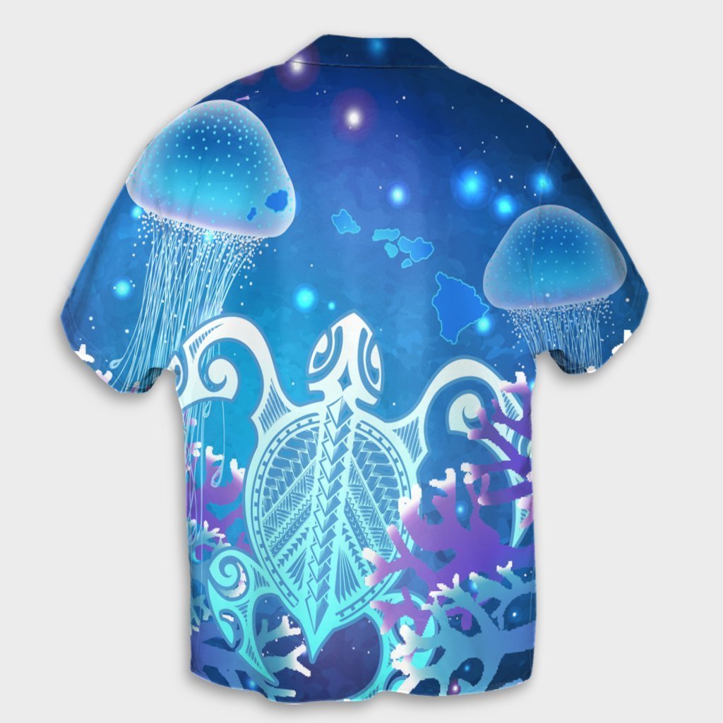 Hawaii Turtle Jellyfish Coral Hawaiian Shirt Galaxy Hawaiian Shirt - AH