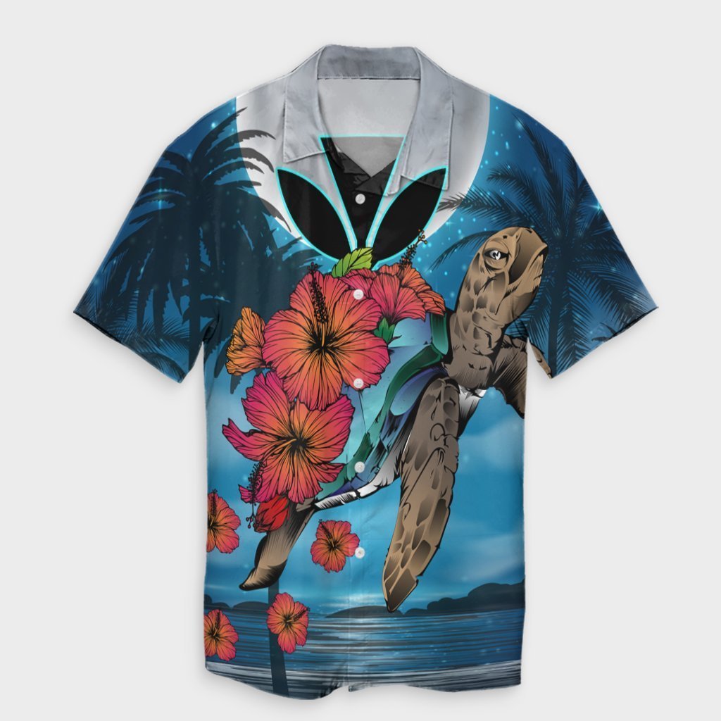 Hawaii Turtle Kanaka Hibiscus Stary Night Hawaiian Shirt - AH