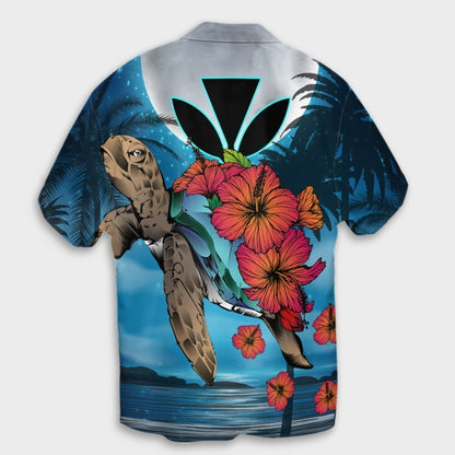 Hawaii Turtle Kanaka Hibiscus Stary Night Hawaiian Shirt - AH