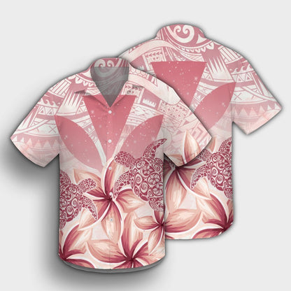 Hawaii Turtle Kanaka Plumeria Polynesian Hawaiian Shirt Pink - AH