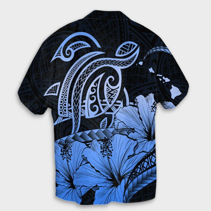 Hawaii Turtle Map Polynesian Hawaiian Shirt Safety Blue - AH