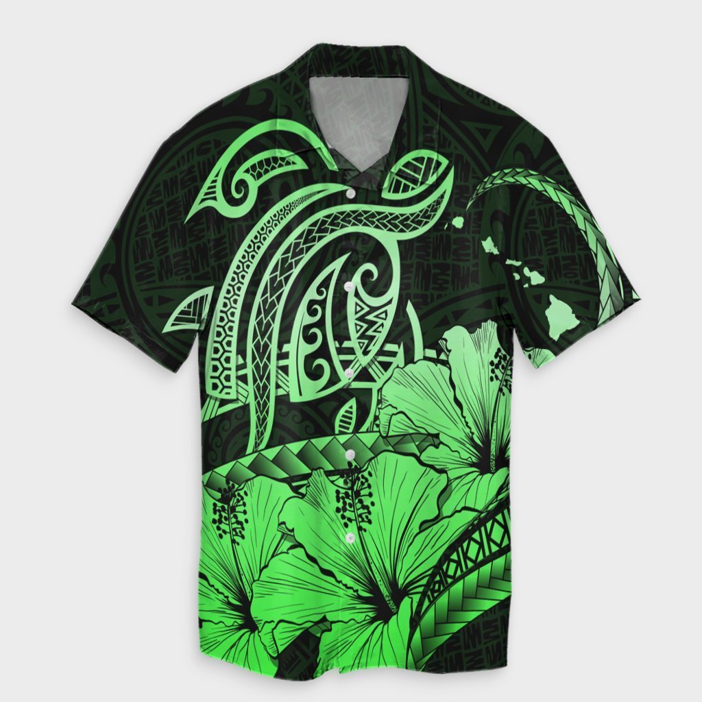 Hawaii Turtle Map Polynesian Hawaiian Shirt Safety Green - AH