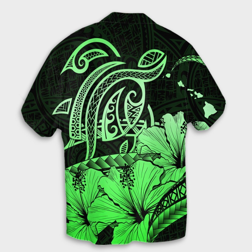 Hawaii Turtle Map Polynesian Hawaiian Shirt Safety Green - AH