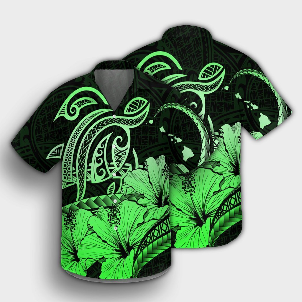 Hawaii Turtle Map Polynesian Hawaiian Shirt Safety Green - AH