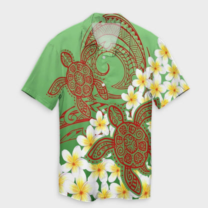 Hawaii Turtle Plumeria Hawaiian Shirt - Green Style - AH