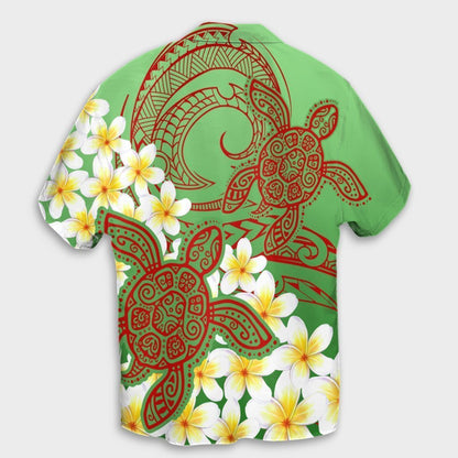 Hawaii Turtle Plumeria Hawaiian Shirt - Green Style - AH