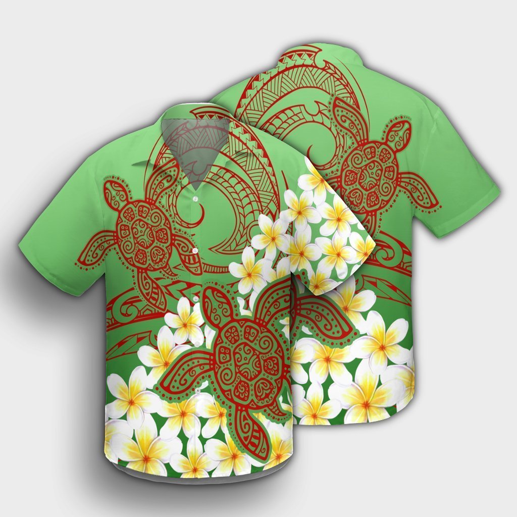 Hawaii Turtle Plumeria Hawaiian Shirt - Green Style - AH