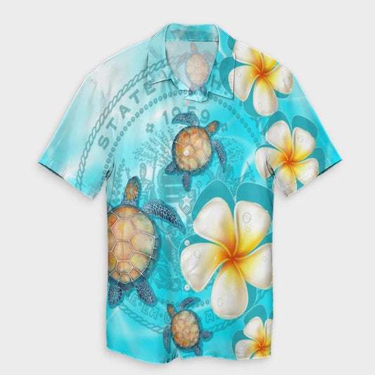 Hawaii Turtle Plumeria Coat Of Arm Ocean Hawaiian Shirt  