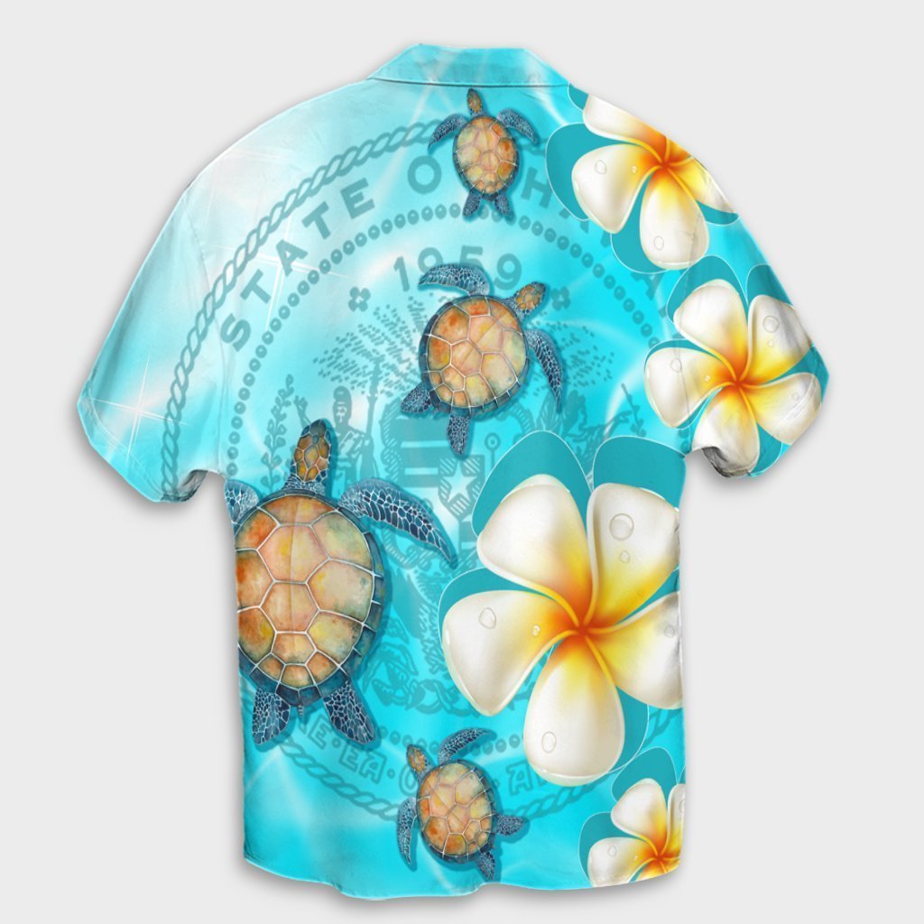 Hawaii Turtle Plumeria Coat Of Arm Ocean Hawaiian Shirt - AH