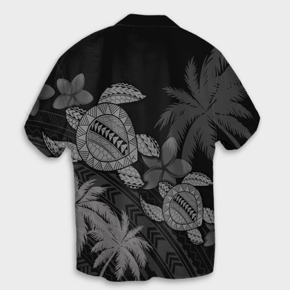 Hawaii Turtle Plumeria Coconut Tree Polynesian Hawaiian Shirt - Gray - AH