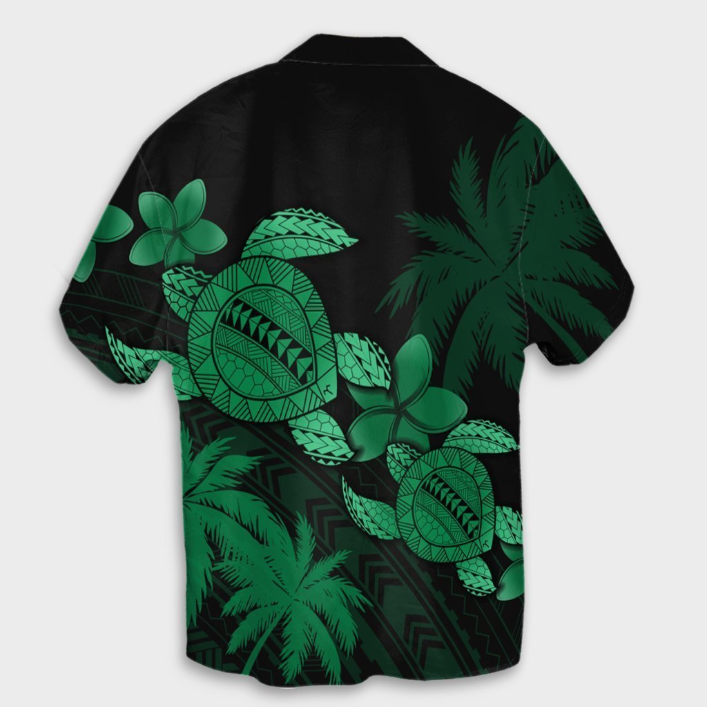 Hawaii Turtle Plumeria Coconut Tree Polynesian Hawaiian Shirt - Green - AH