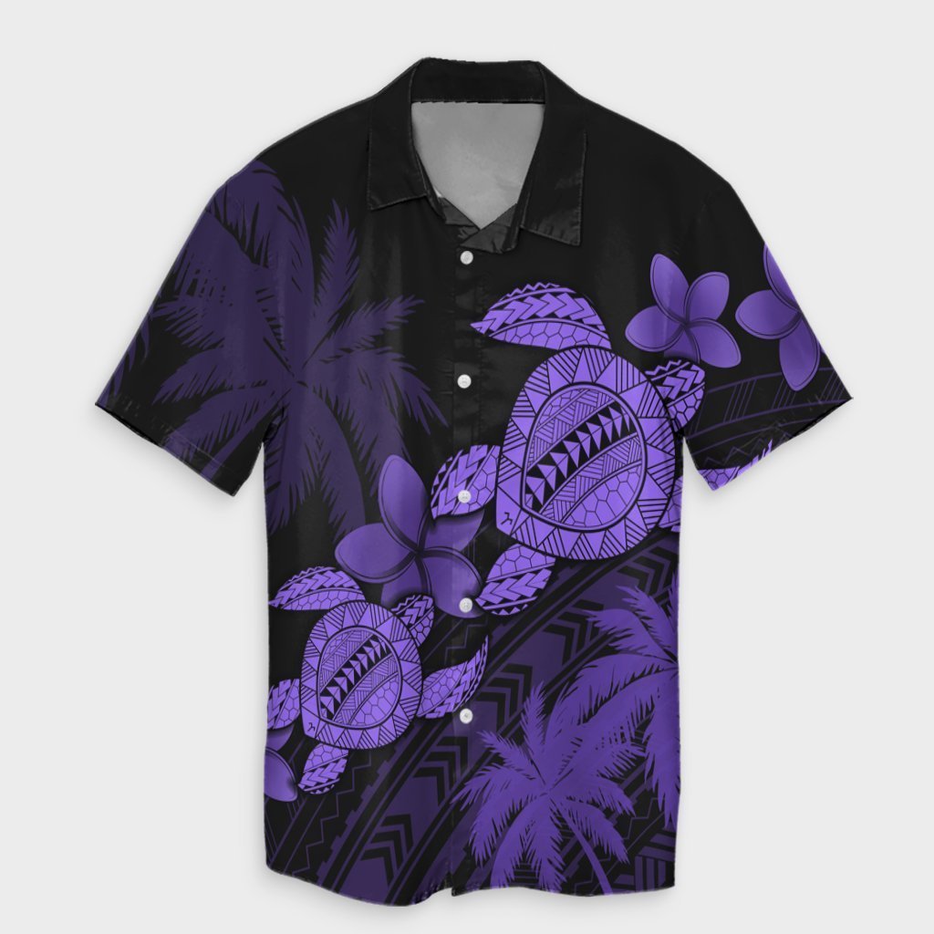 Hawaii Turtle Plumeria Coconut Tree Polynesian Hawaiian Shirt - Purple - AH