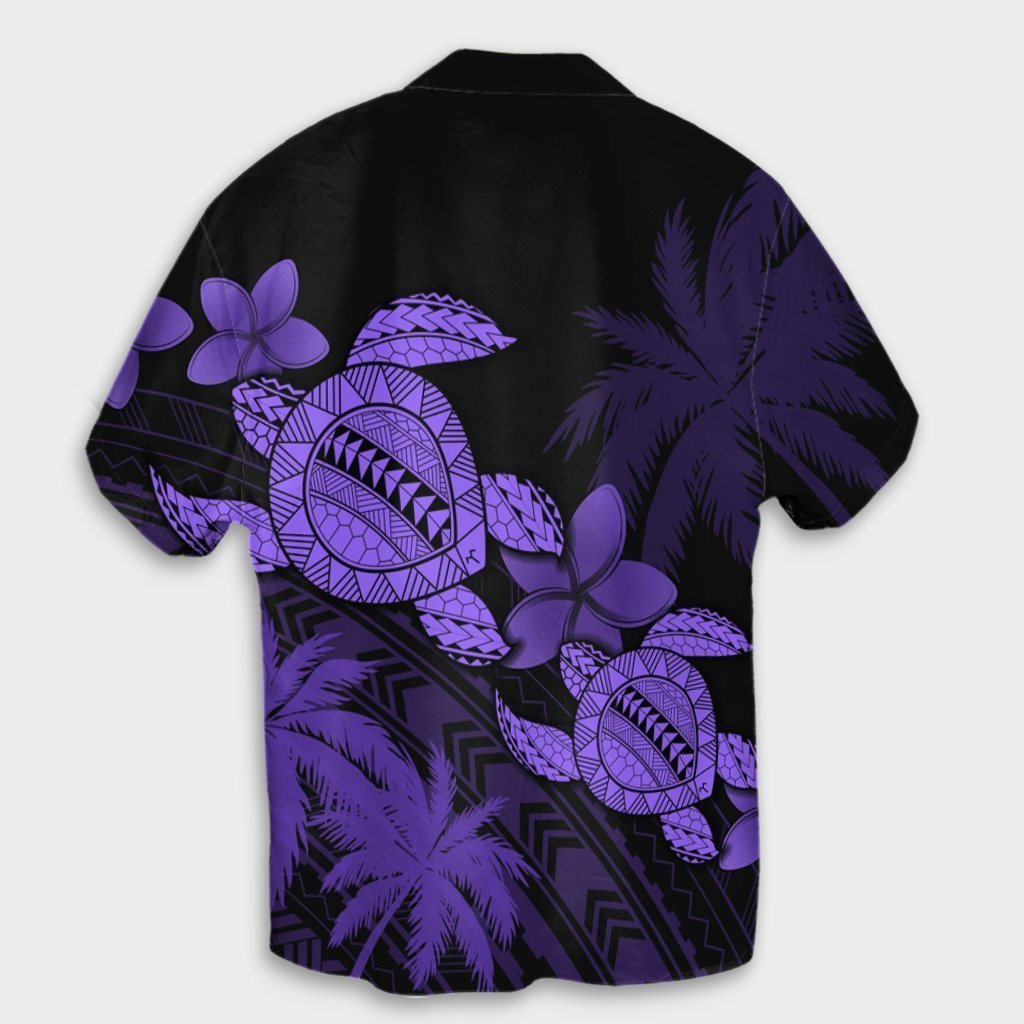 Hawaii Turtle Plumeria Coconut Tree Polynesian Hawaiian Shirt - Purple - AH