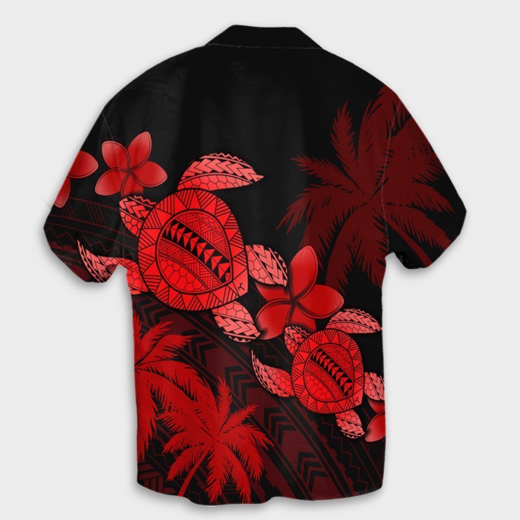 Hawaii Turtle Plumeria Coconut Tree Polynesian Hawaiian Shirt - Red - AH