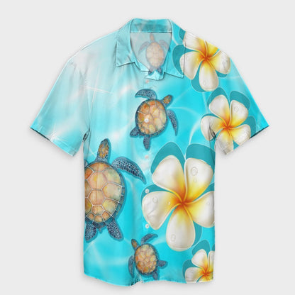 Hawaii Turtle Plumeria Ocean Hawaiian Shirt - AH