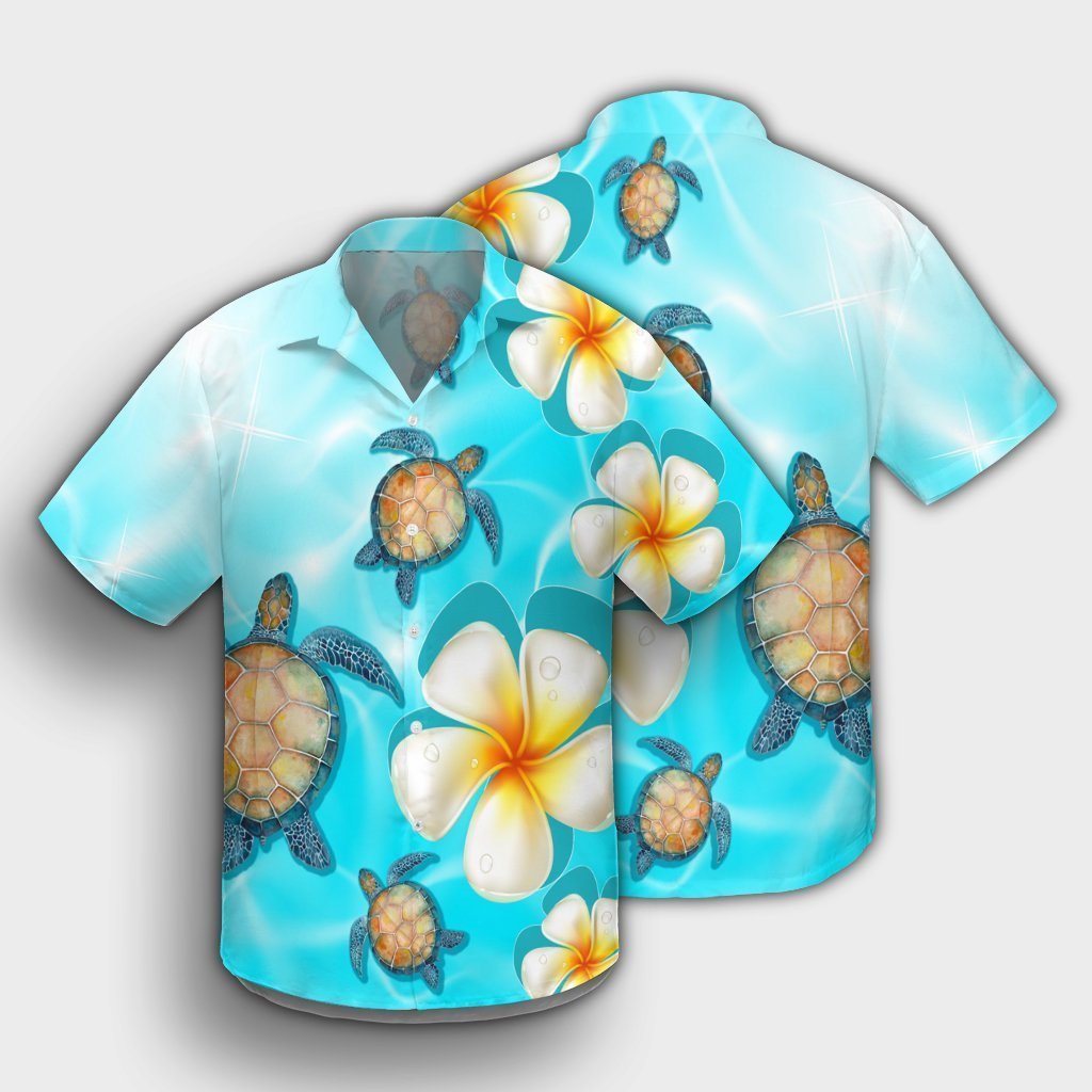 Hawaii Turtle Plumeria Ocean Hawaiian Shirt - AH