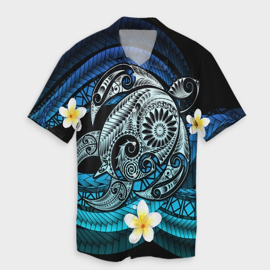 Hawaii Turtle Plumeria Polynesian Hawaiian Shirt  Mela Style  