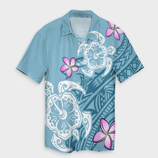 Hawaii Turtle Plumeria Polynesian Simple Hawaiian Shirt  