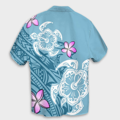 Hawaii Turtle Plumeria Polynesian Simple Hawaiian Shirt - AH