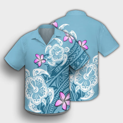 Hawaii Turtle Plumeria Polynesian Simple Hawaiian Shirt - AH