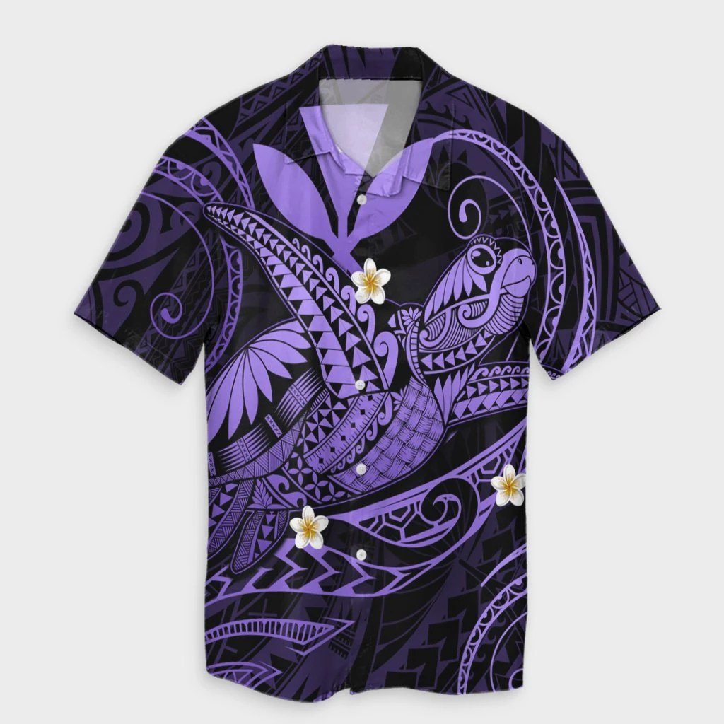 Hawaii Turtle Polyensian Hawaiian Shirt  Nane Style Purple  