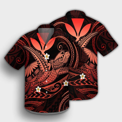 Hawaii Turtle Polyensian Hawaiian Shirt - Nane Style Red - AH