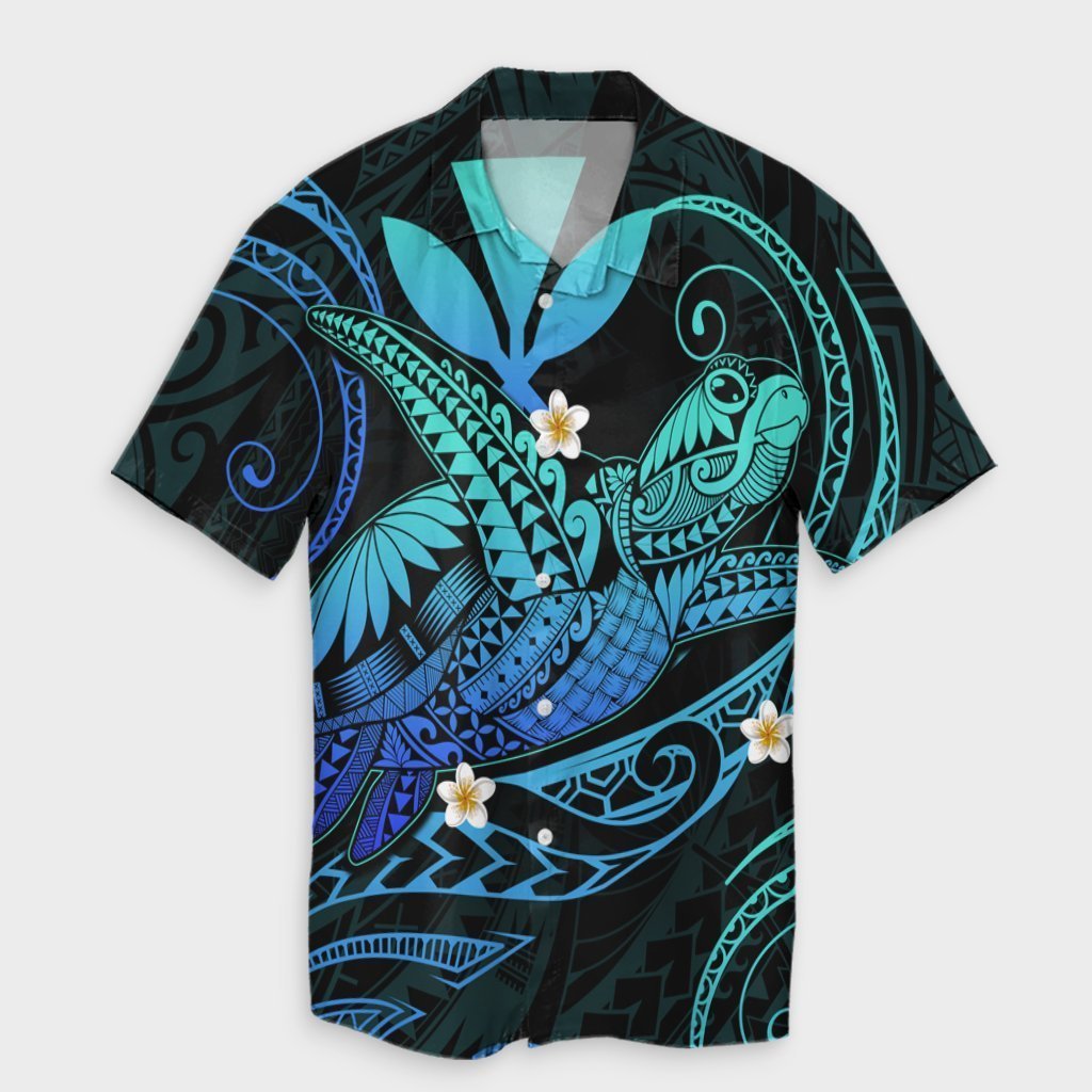 Hawaii Turtle Polyensian Hawaiian Shirt - Nane Style Turquoise - AH