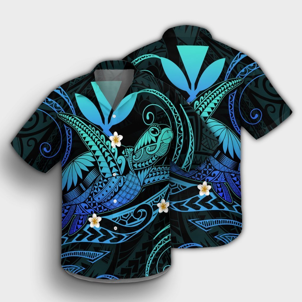 Hawaii Turtle Polyensian Hawaiian Shirt - Nane Style Turquoise - AH