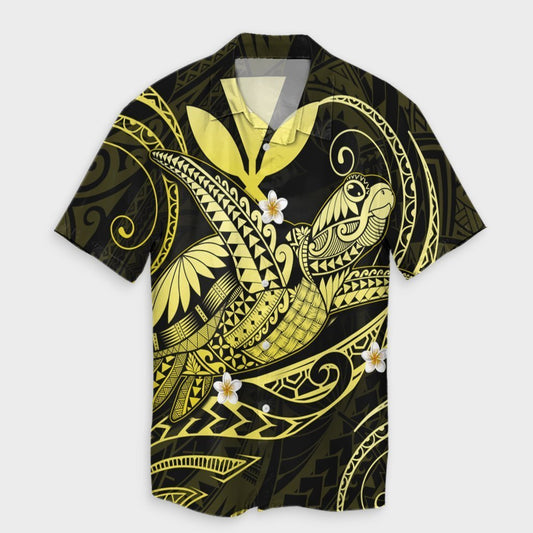 Hawaii Turtle Polyensian Hawaiian Shirt - Nane Style Yellow - AH