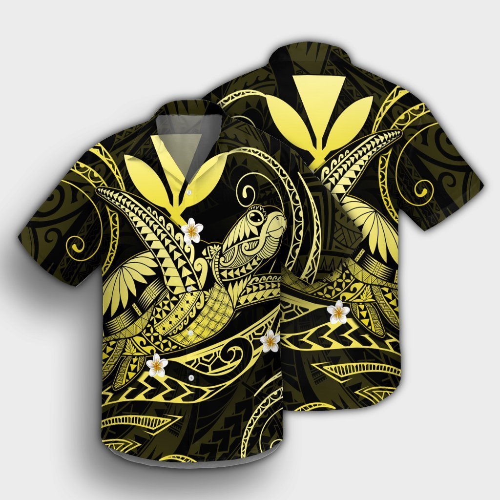 Hawaii Turtle Polyensian Hawaiian Shirt - Nane Style Yellow - AH