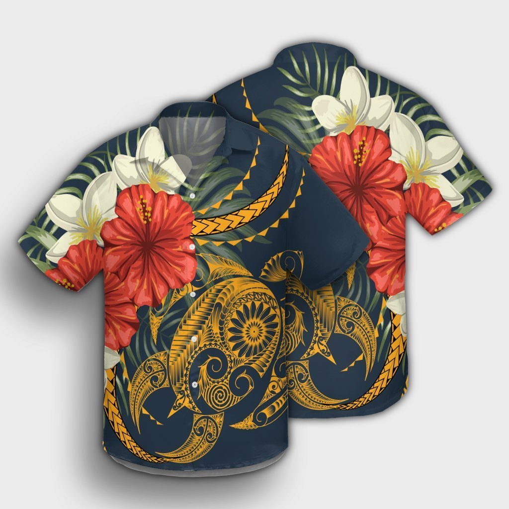 Hawaii Turtle Polynesian Tropical Hibiscus Plumeria Hawaiian Shirt - AH