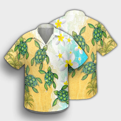 Hawaii Turtle Sea Hibiscus Coconut Tree Hawaiian Shirt - AH