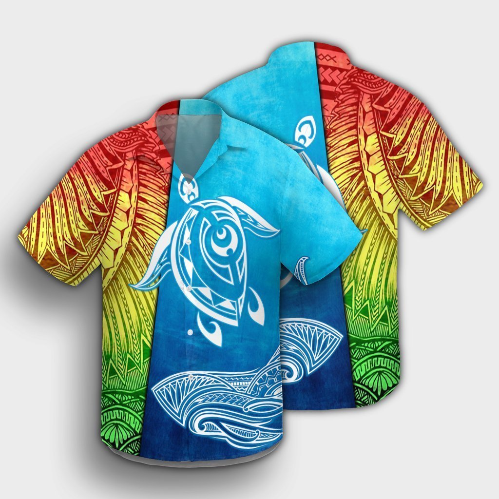 Hawaii Turtle Shark Polynesian And Sea Hawaiian Shirt - AH