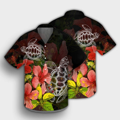 Hawaii Turtle Tree Hibiscus Hawaiian Shirt - AH