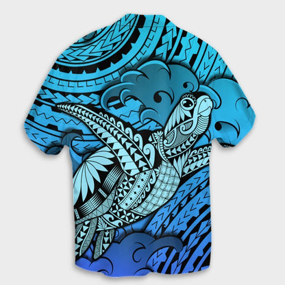 Hawaii Turtle Wave Hawaiian Shirt - News Style Blue - AH