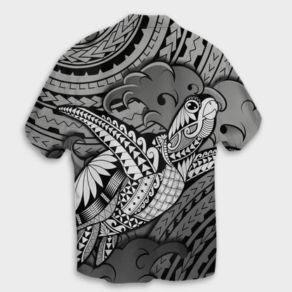 Hawaii Turtle Wave Hawaiian Shirt - News Style Gray - AH