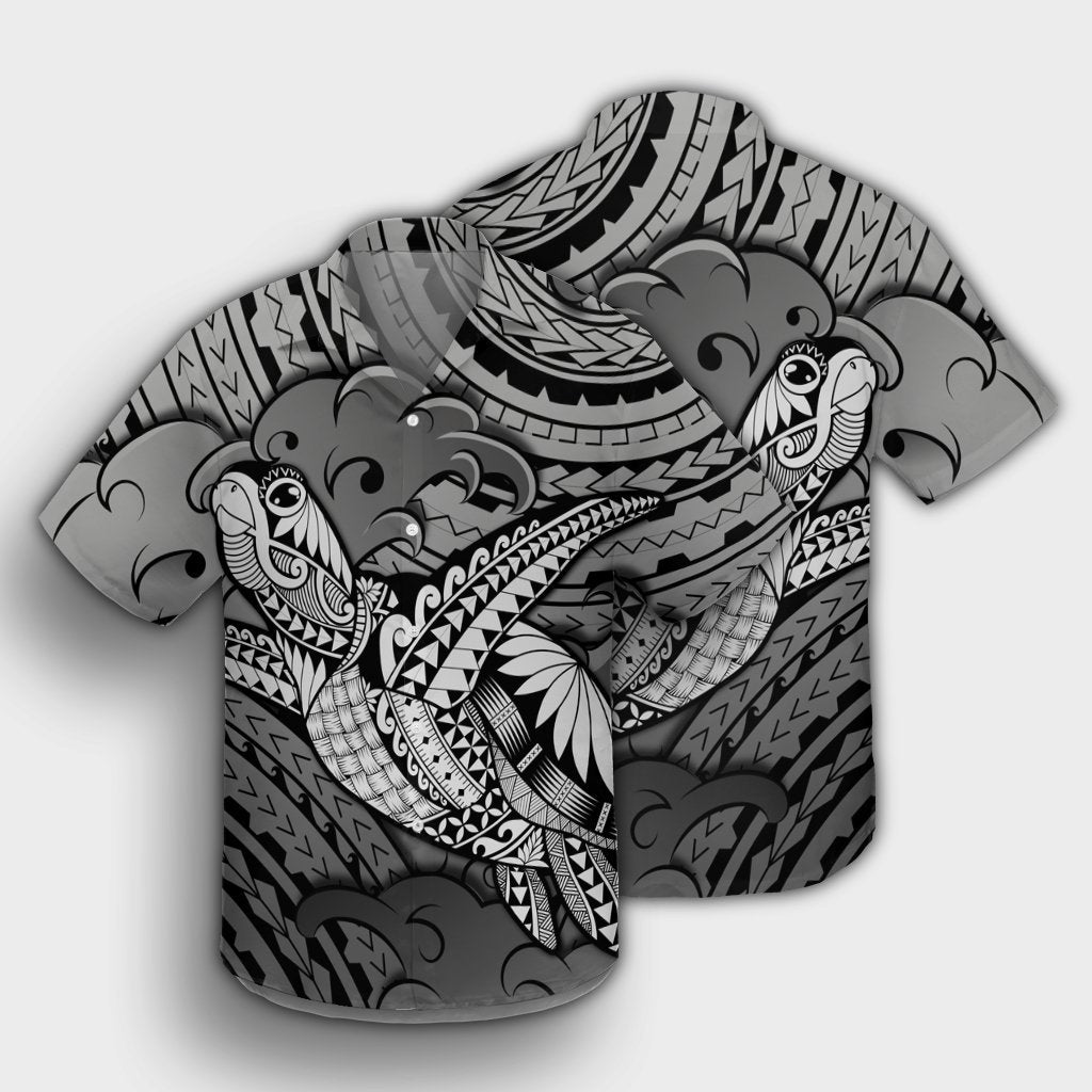 Hawaii Turtle Wave Hawaiian Shirt - News Style Gray - AH