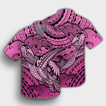 Hawaii Turtle Wave Hawaiian Shirt - News Style Pink - AH