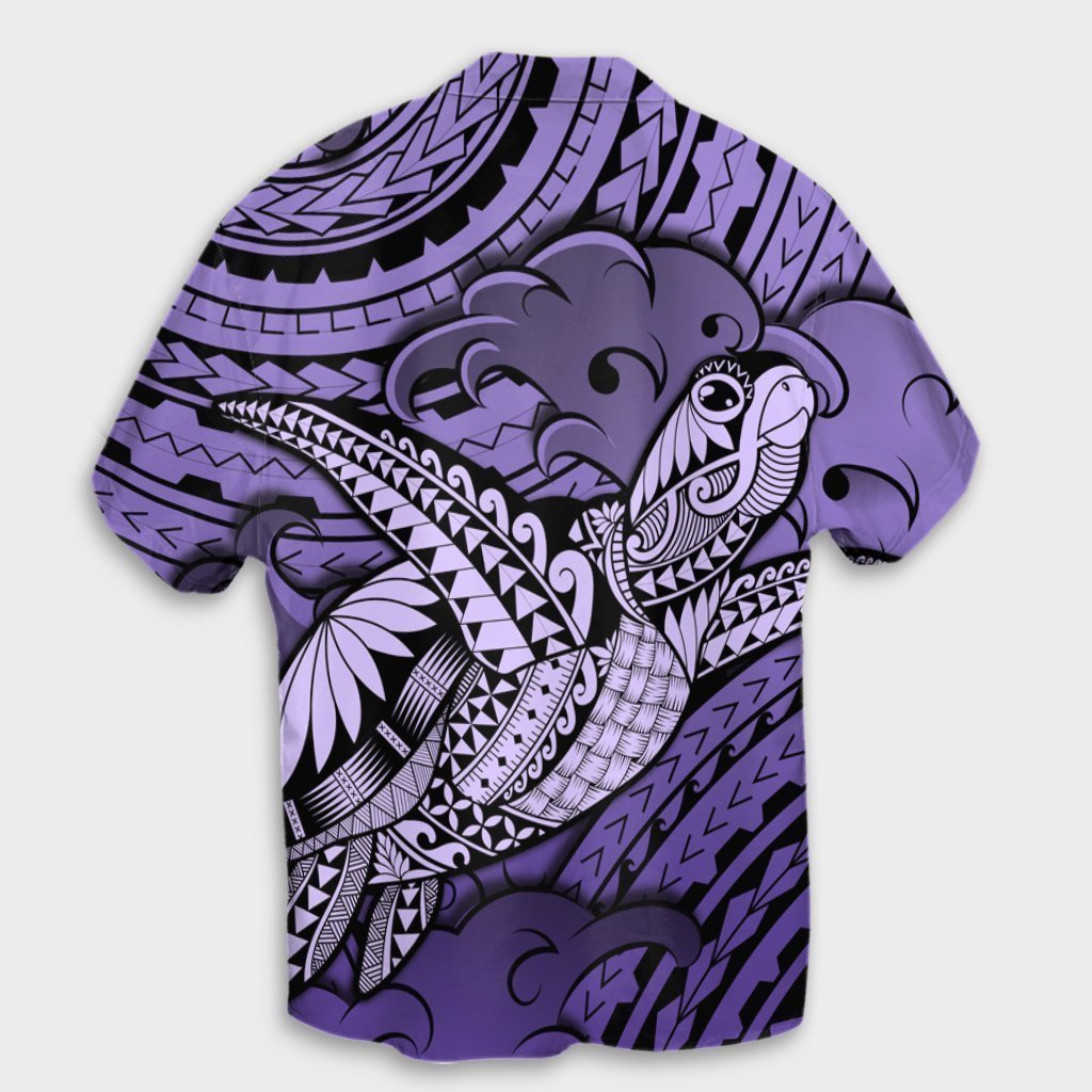 Hawaii Turtle Wave Hawaiian Shirt - News Style Purple - AH