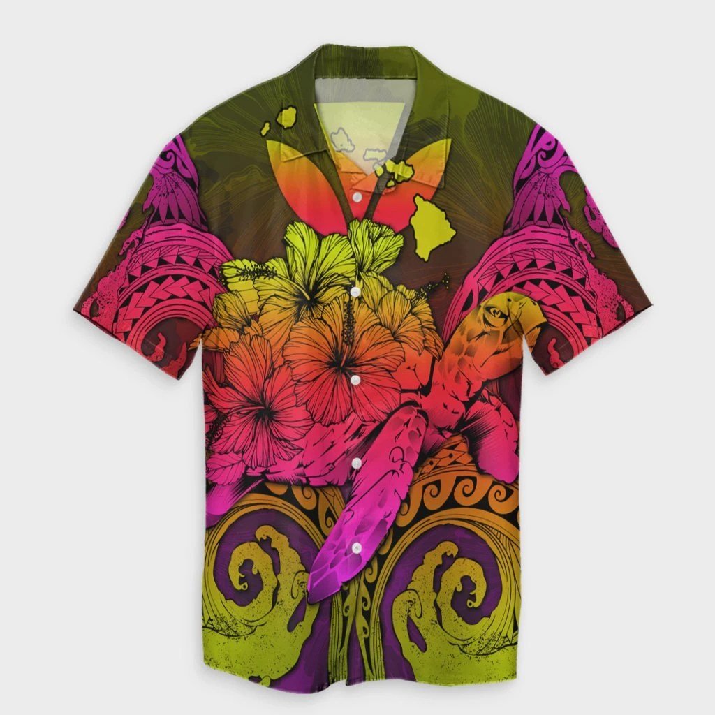 Hawaii Turtle Wave Polynesian Hawaiian Shirt  Hey Style Pinky  