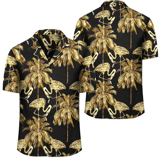 Hawaii Watercolor Flamingos Palm Trees Beautiful Seamless Hawaiian Shirt   