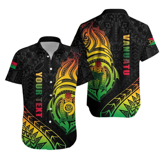 (Custom Personalised) Vanuatu Rugby Hawaiian Shirt Turtle Color