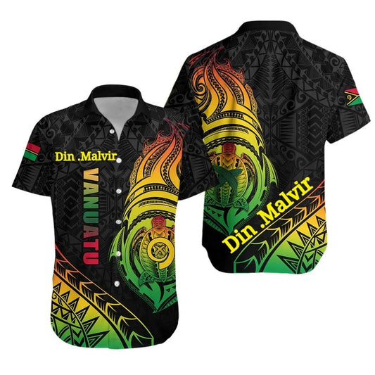 (Din Malvir) Vanuatu Rugby Hawaiian Shirt Turtle Color LT13