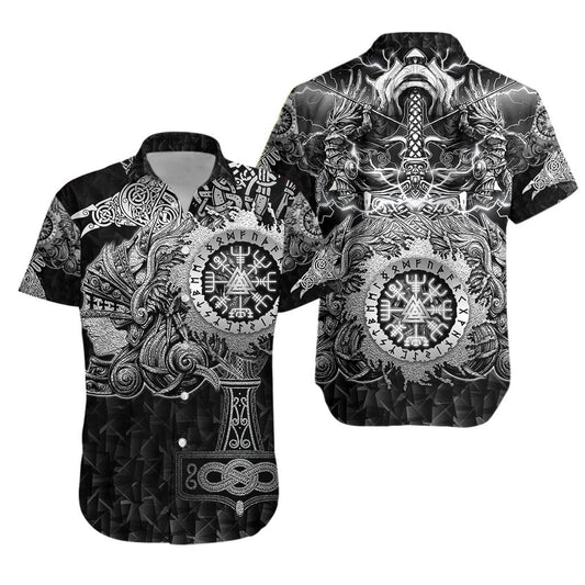 Viking Valknut Vegvisir With Mjolnir Hawaiian Shirt | For Men & Women | Adult | HW3292